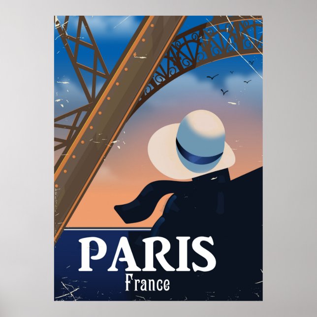Pôster Cartaz de viagem da Torre Eiffel Paris França (Frente)