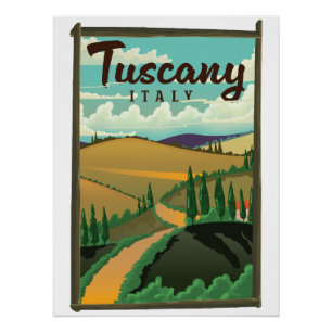 Pôster cartaz de viagem da Toscana Itália
