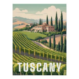 Pôster Cartaz de Viagem da Toscana Itália
