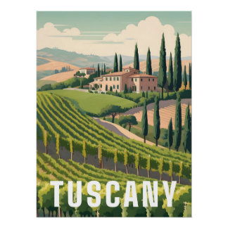 Pôster Cartaz de Viagem da Toscana Itália