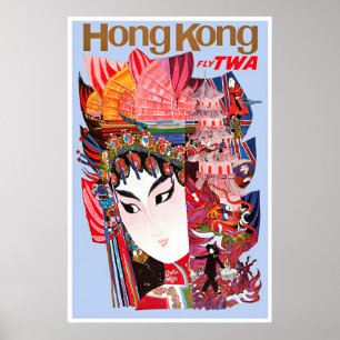 Poster Cartaz de Viagem da TWA Arte de Hong Kong Impressã