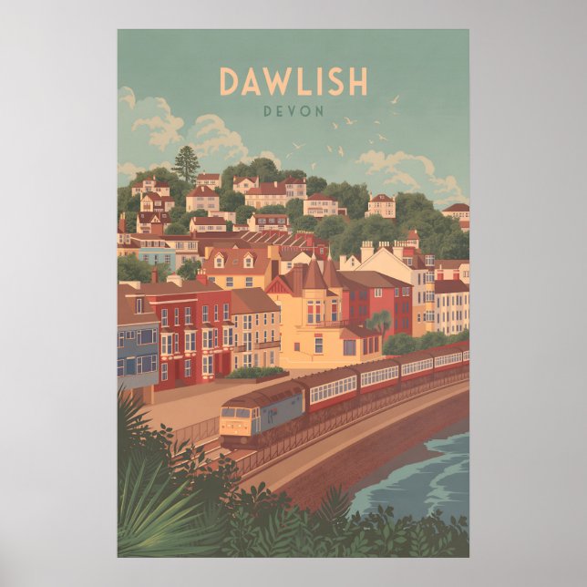 Poster Cartaz de Viagem Dawlish Devon Praia (Frente)