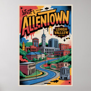 Poster Cartaz de Viagem de Allentown PA com Grafite