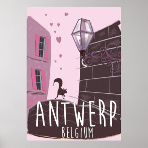 Poster Cartaz de viagem de Antuérpia, Bélgica