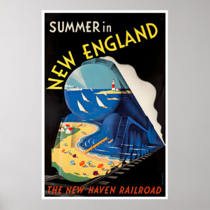 Poster Cartaz de Viagem de Arte da Nova Inglaterra Impres