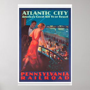 Poster Cartaz de Viagem de Arte de Atlantic City Nova Jer