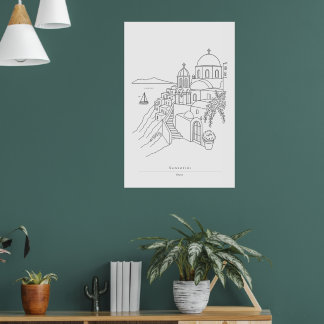 Poster Cartaz de Viagem de Arte de Linha Minimalista de S