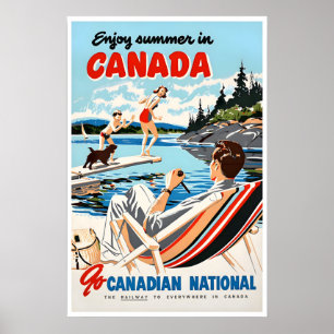 Poster Cartaz de Viagem de Arte de Verão Vintage Canadens