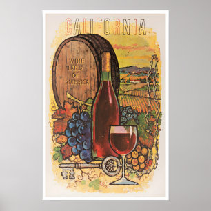 Poster Cartaz de viagem de arte de vinho da Califórnia Im
