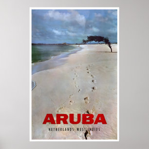 Poster Cartaz de Viagem de Aruba Arte de Praia Vintage Im