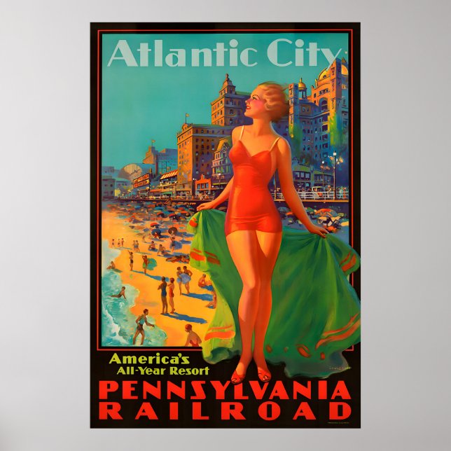 Poster Cartaz de Viagem de Atlantic City (Frente)