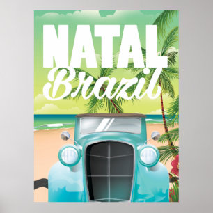 Pôster Cartaz de viagem de automóvel vintage Natal Brasil