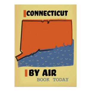 Pôster Cartaz de viagem de avião por Connecticut