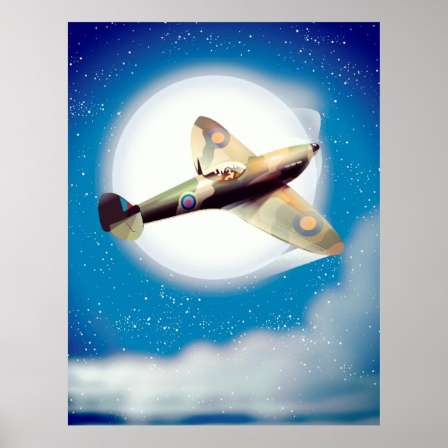Poster cartaz de viagem de avião Spitfire (Frente)