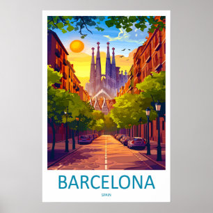 Poster Cartaz de Viagem de Barcelona Espanha 4