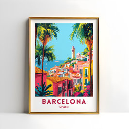 Poster Cartaz de Viagem de Barcelona Espanha Arte de Pare