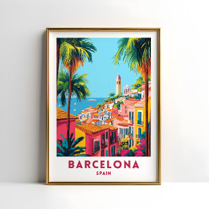 Poster Cartaz de Viagem de Barcelona Espanha Arte de Pare