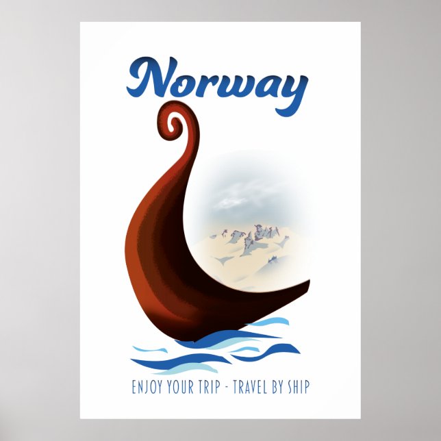 Poster cartaz de viagem de barco longo da Noruega (Frente)