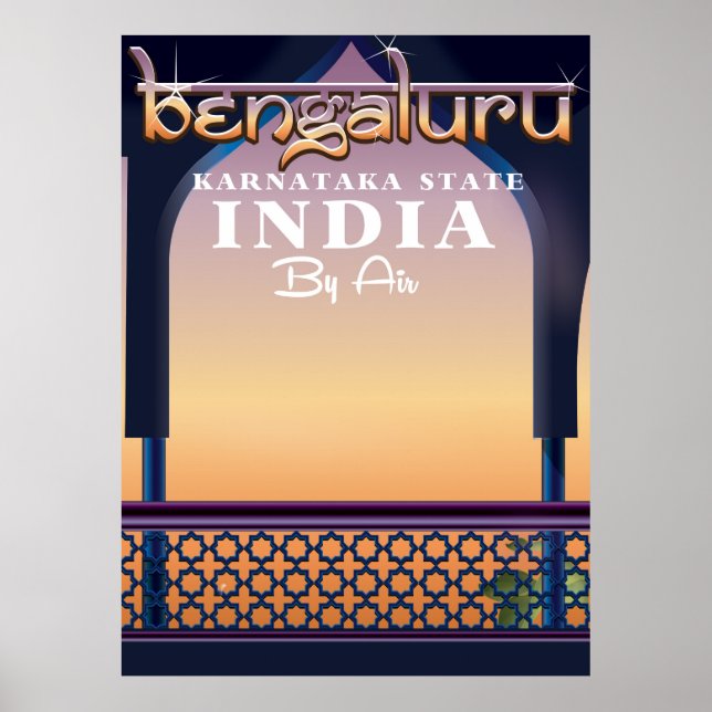 Poster cartaz de viagem de Bengaluru, Índia (Frente)