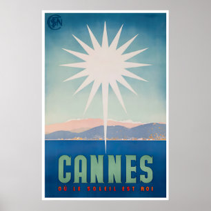 Poster Cartaz de Viagem de Cannes França Arte Festival de