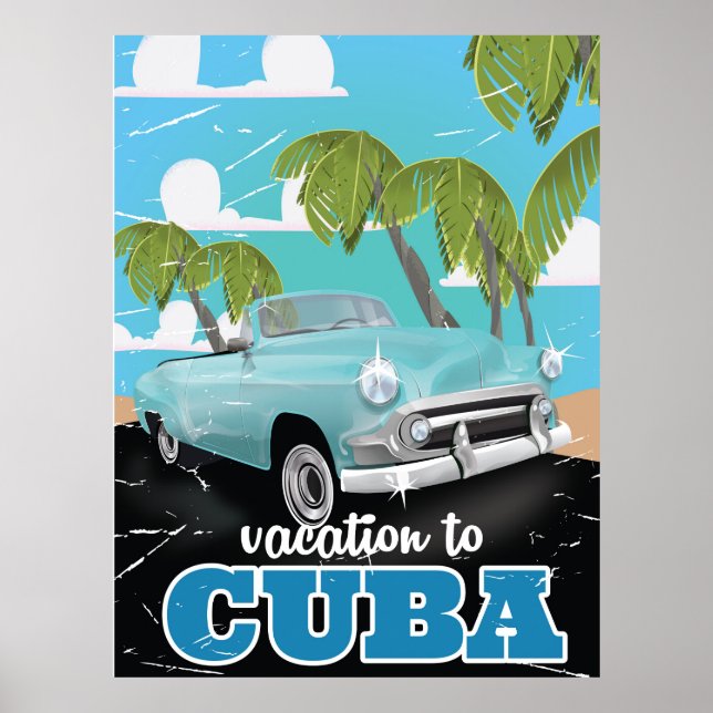 Pôster cartaz de viagem de carro antigo cubano (Frente)