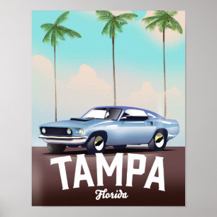 Poster cartaz de viagem de carro em Tampa Florida