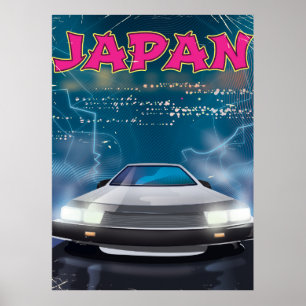 Poster cartaz de viagem de carro no Japão