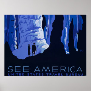 Pôster Cartaz de Viagem de Caverna Cavernoso Vintage