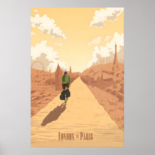 Poster Cartaz de Viagem de Ciclismo de Londres a Paris