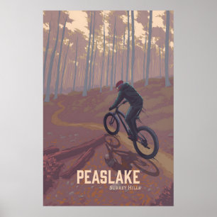 Poster Cartaz de Viagem de Ciclismo de Montanha em Peasla