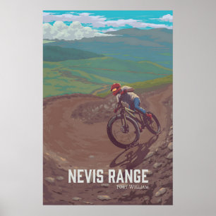 Poster Cartaz de Viagem de Ciclismo de Montanha Nevis Ran