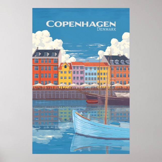 Poster Cartaz de Viagem de Copenhague Dinamarca (Frente)