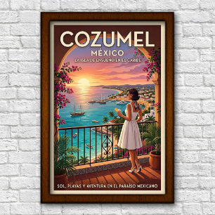 Poster Cartaz de Viagem de Cozumel, México, Anos 60