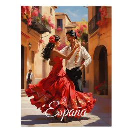 Pôster Cartaz de viagem de dançarinos de flamenco da Espa