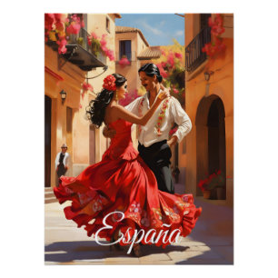 Pôster Cartaz de viagem de dançarinos de flamenco da Espa