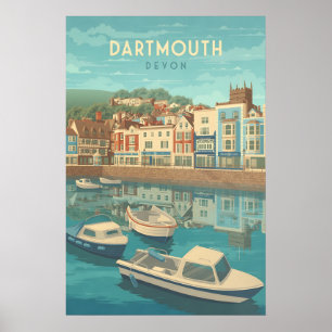 Poster Cartaz de Viagem de Dartmouth Devon à Beira-Mar