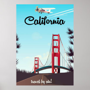 Pôster Cartaz de viagem de desenho animado da Califórnia