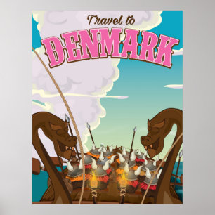 Pôster Cartaz de viagem de desenho animado engraçado dos