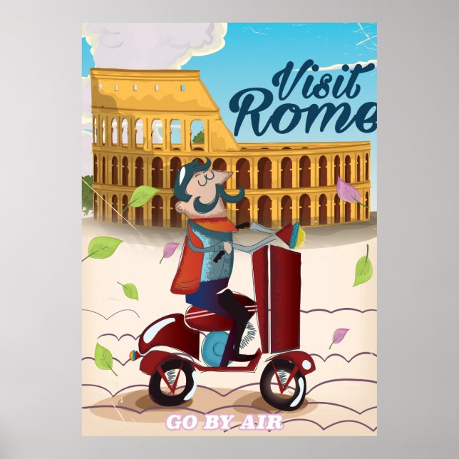 Pôster Cartaz de viagem de desenho animado Visite Roma (Frente)