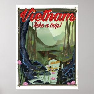 Pôster Cartaz de viagem de desenho da caverna do Vietnã