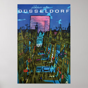 Poster Cartaz de Viagem de Düsseldorf Alemanha Parede da 