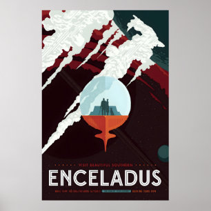 Poster Cartaz de Viagem de Encélado de Ficção Científica 
