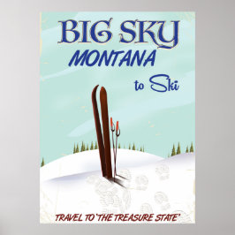 Poster Cartaz de viagem de esqui Big Sky, Montana