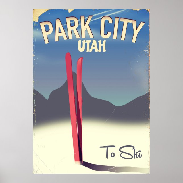 Poster Cartaz de viagem de esqui de Park City em Utah (Frente)