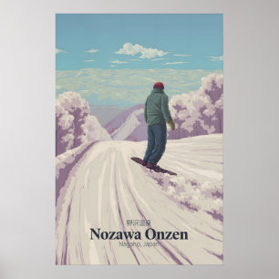 Poster Cartaz de Viagem de Esqui em Nozawa Onsen Japão