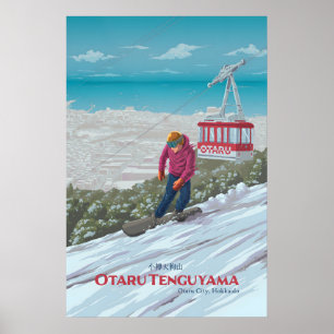 Poster Cartaz de Viagem de Esqui em Otaru Tenguyama Japão