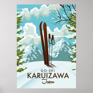 Poster Cartaz de viagem de esqui Karuizawa Japão