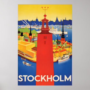 Poster Cartaz de Viagem de Estocolmo Suécia Arte de Pared
