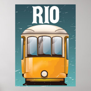 Poster Cartaz de viagem de férias do bonde vintage do Rio