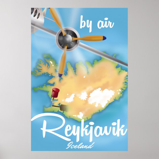 Poster cartaz de viagem de férias em Reykjavik, Islândia (Frente)